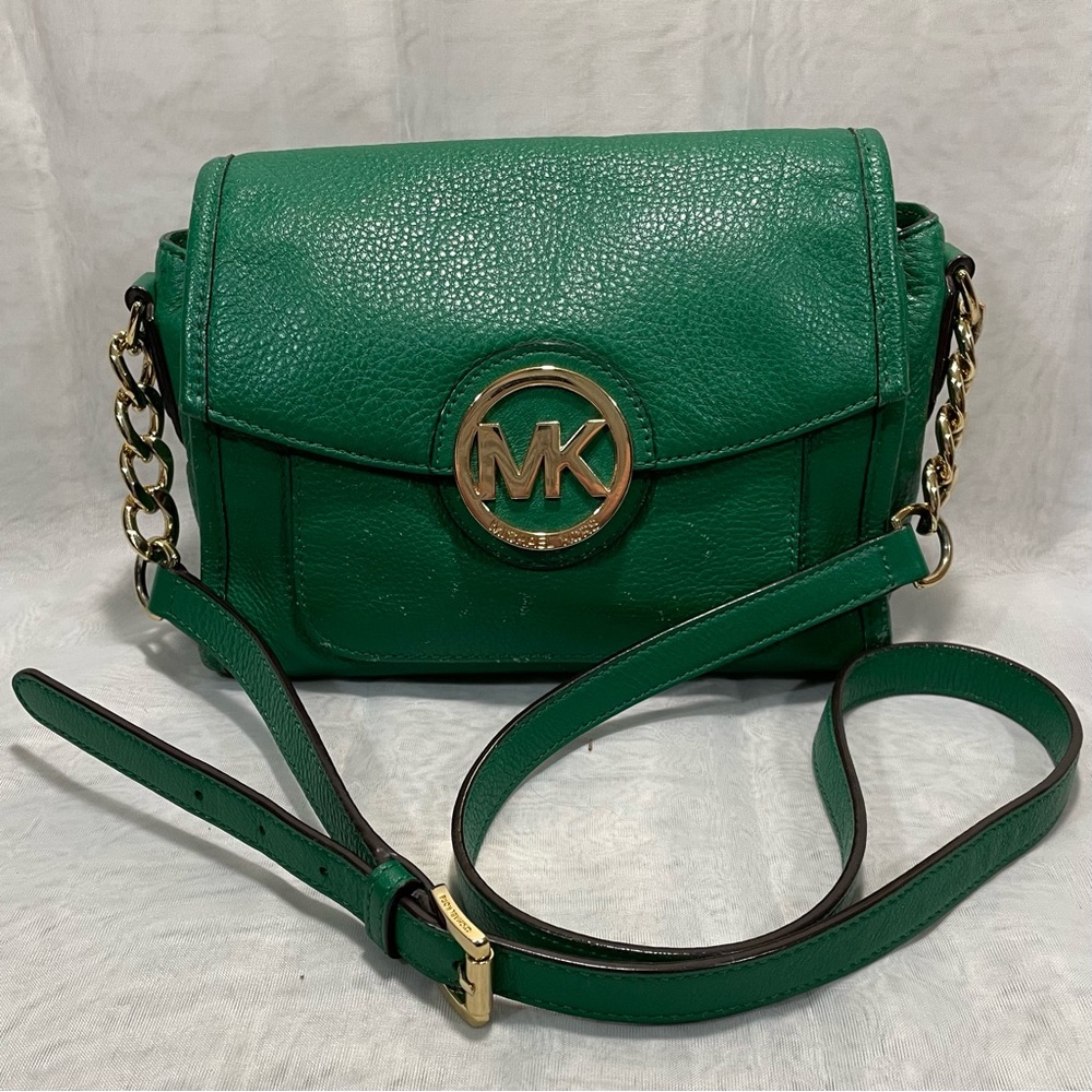 Michael Kors Green Fulton Small Crossbody, EUC